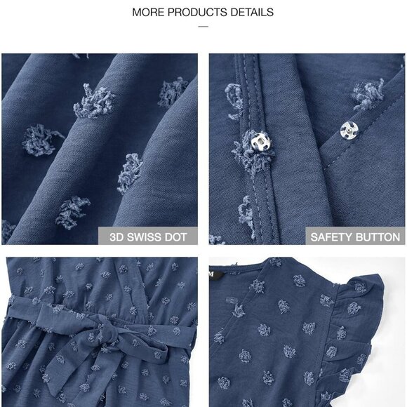 Women V Neck Summer Dress 2025 Cap Sleeve Swiss Dot Boho Flowy Ruffle Slit Beach - Picture 6 of 6